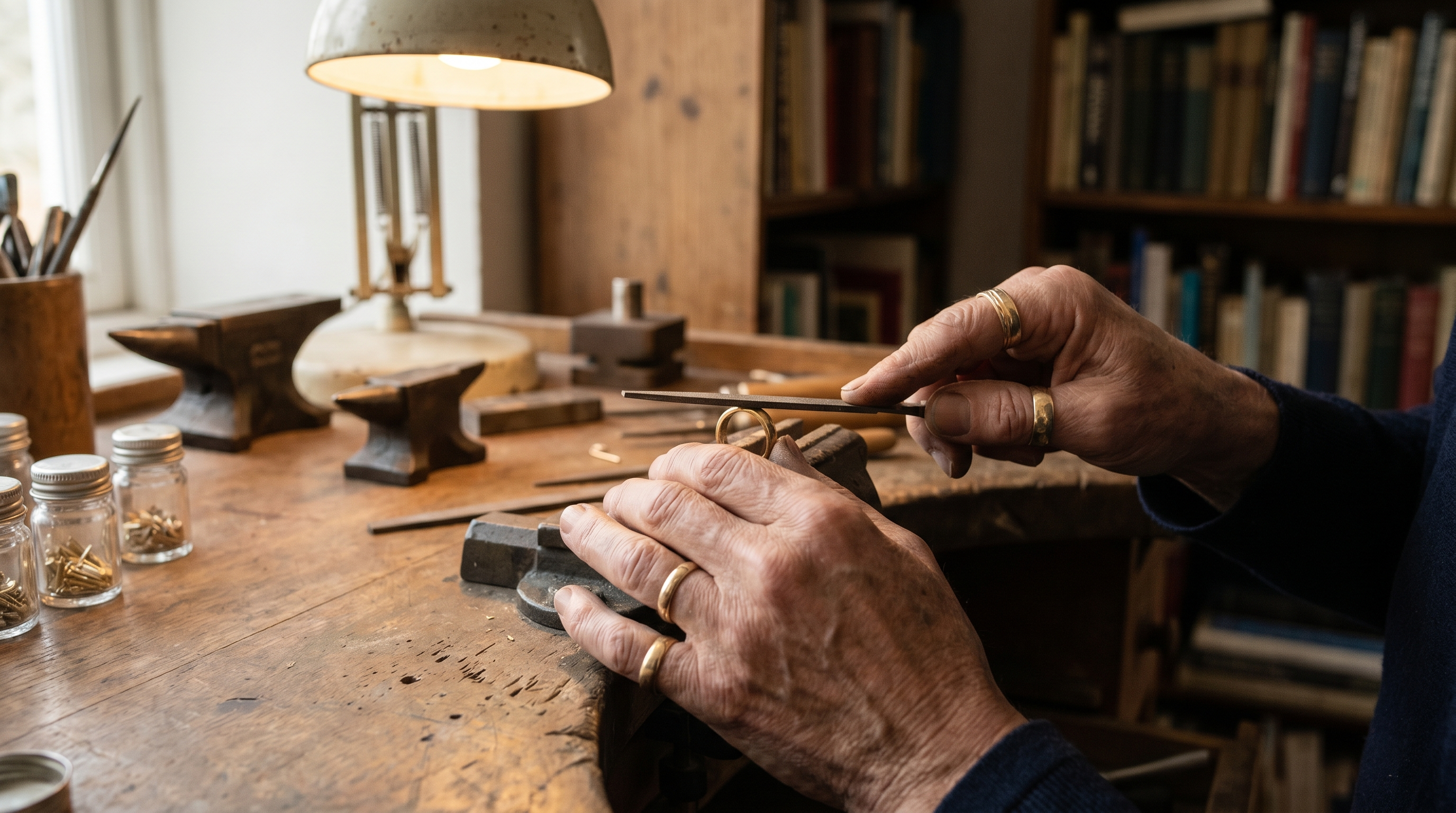 Jeweller at workbench