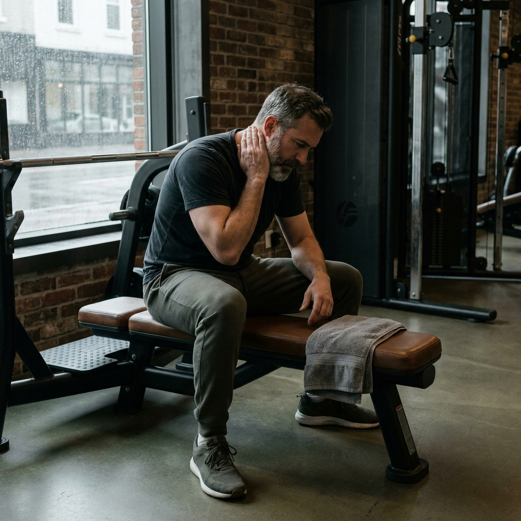 Active man recovering after training
