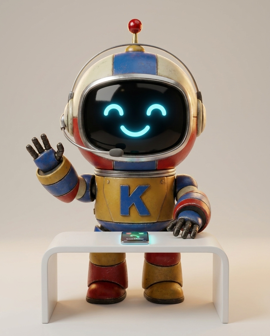 Kivik, the AI receptionist robot, answering a call at its dispatch desk