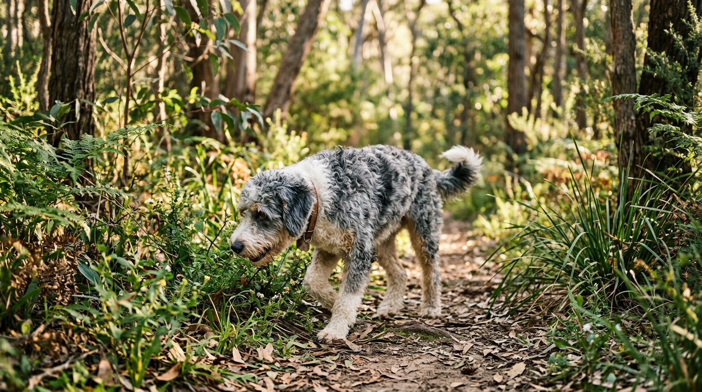 Australian Shepherd Poodle mix lifestyle — The Toe Beans Co