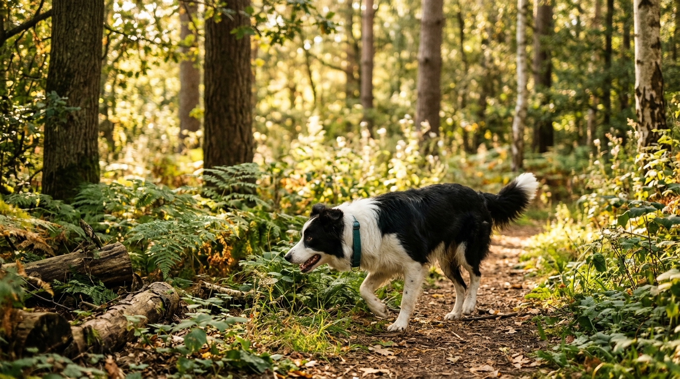 Border Collie exploring outdoors