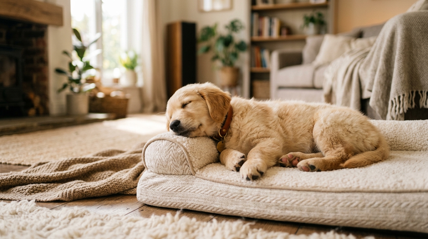 puppy settling calmly — The Toe Beans Co dog training Sydney