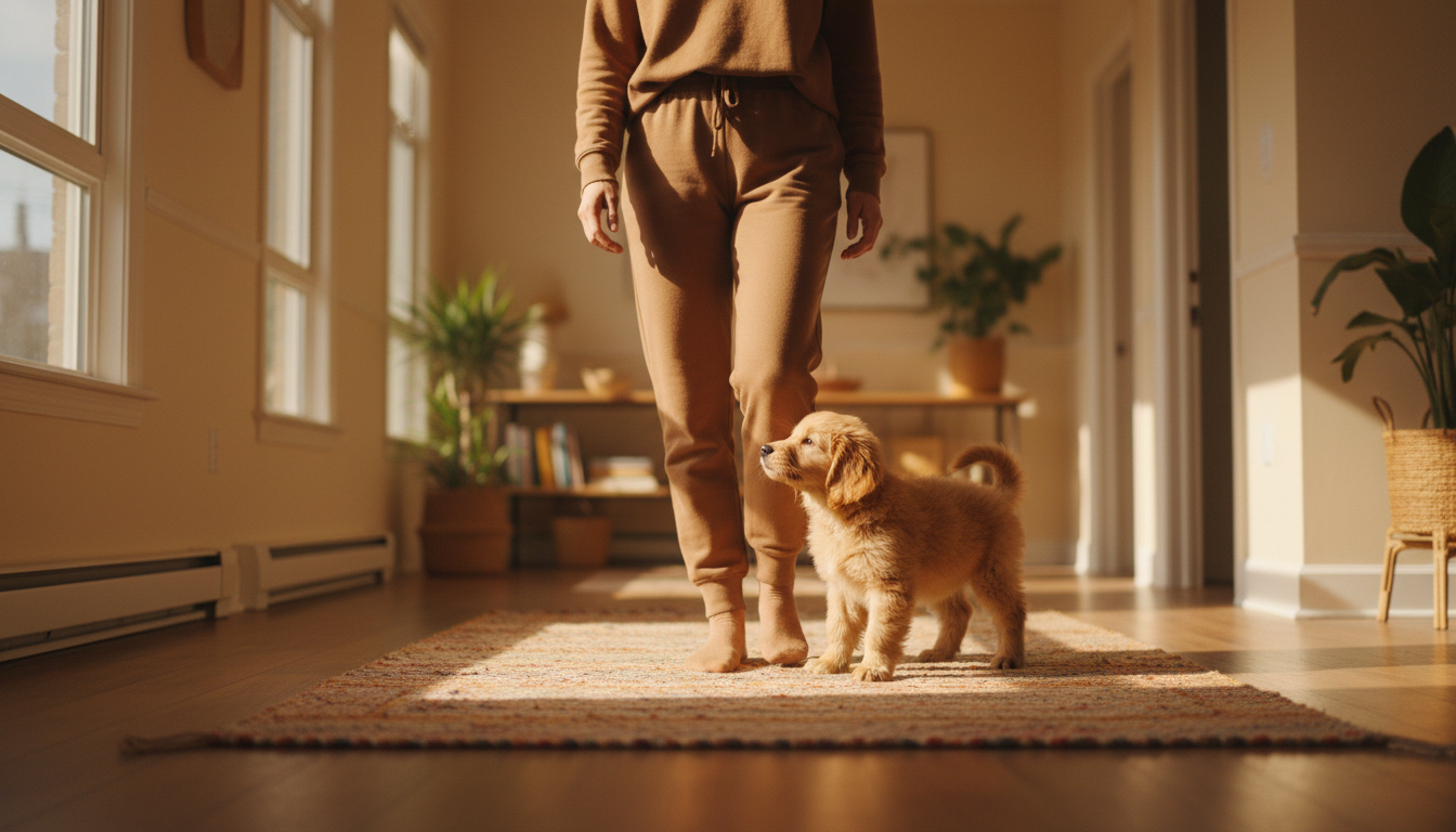 owner ignoring demand barking puppy — The Toe Beans Co dog training Sydney