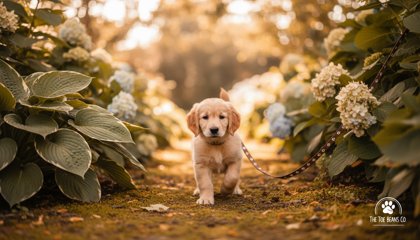 8-week puppy exploring garden — The Toe Beans Co dog training Sydney