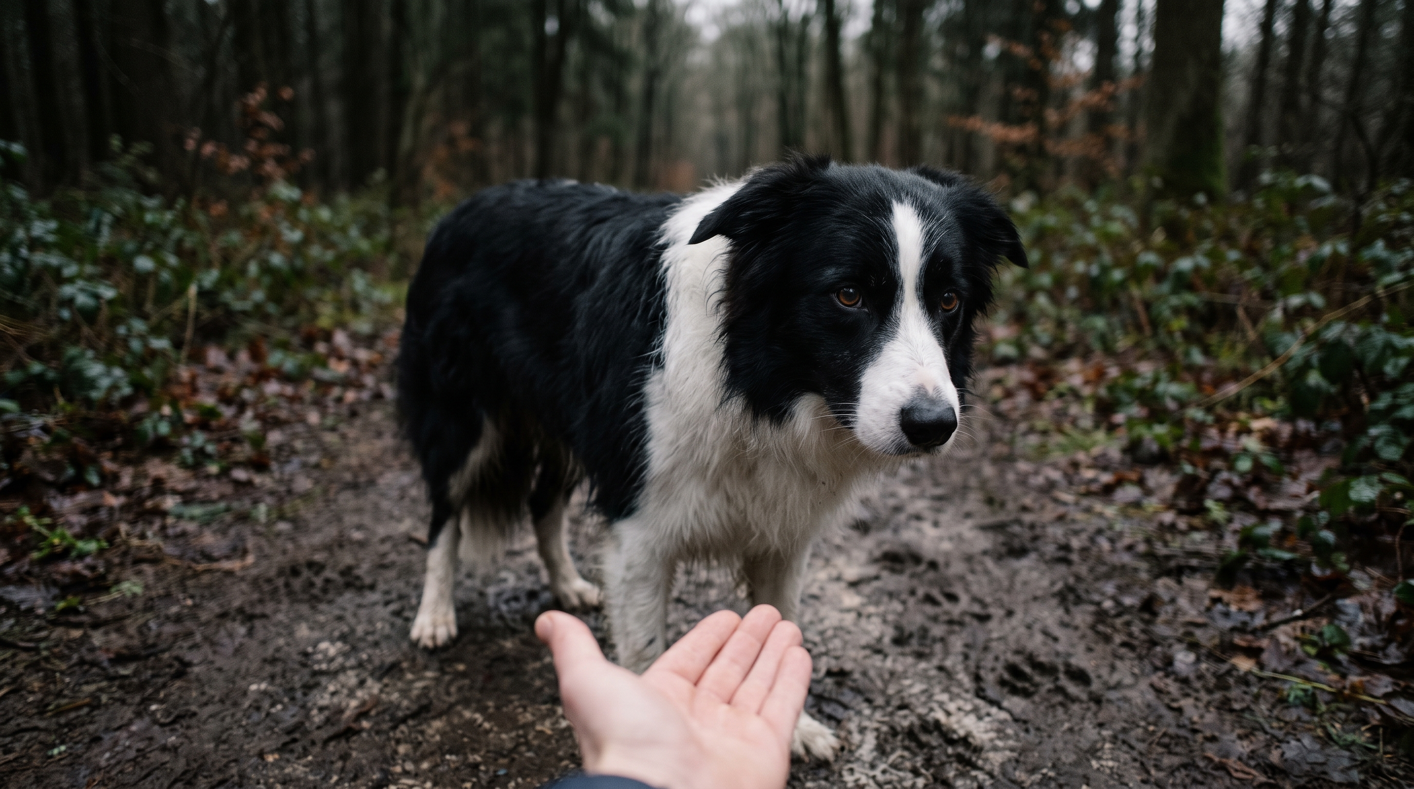 Dog and handler in a calm force-free training exchange - The Toe Beans Co