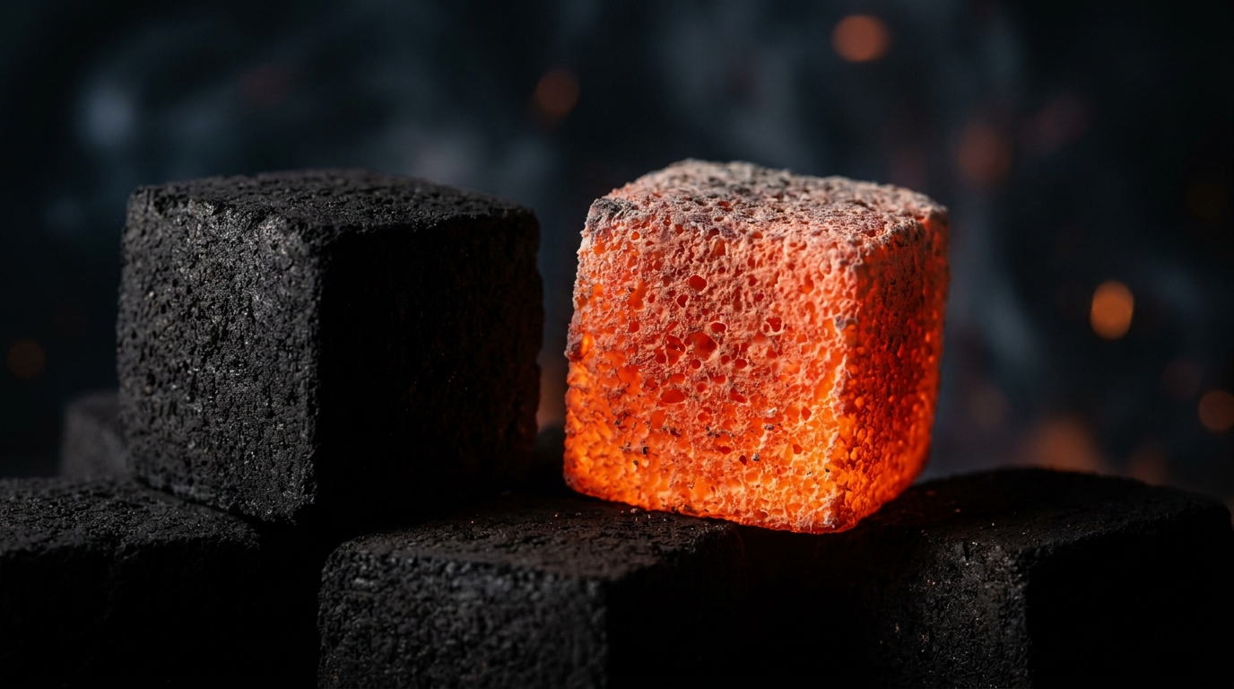 IZZY COCO coconut charcoal cube glowing
