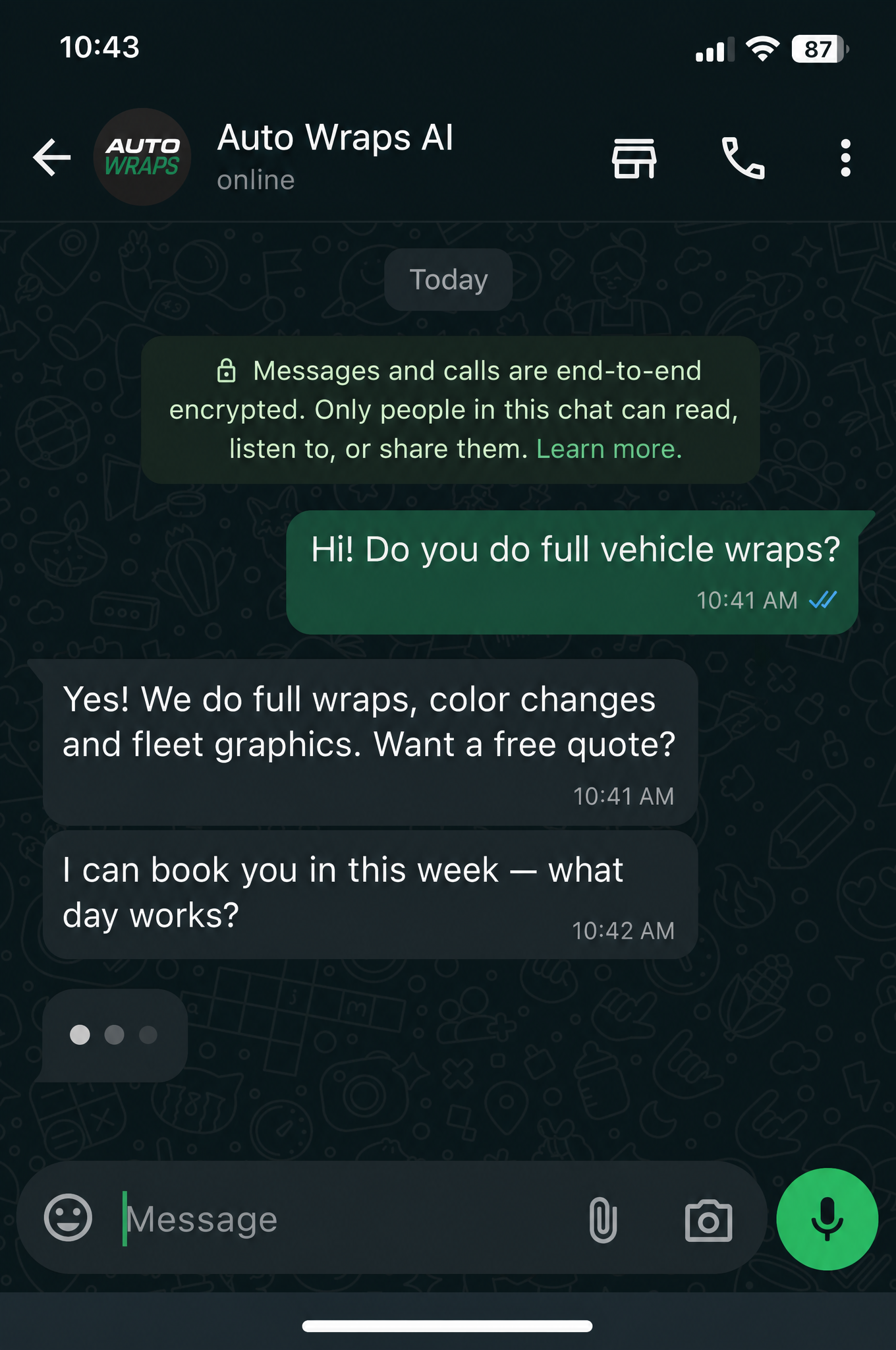WhatsApp AI chat