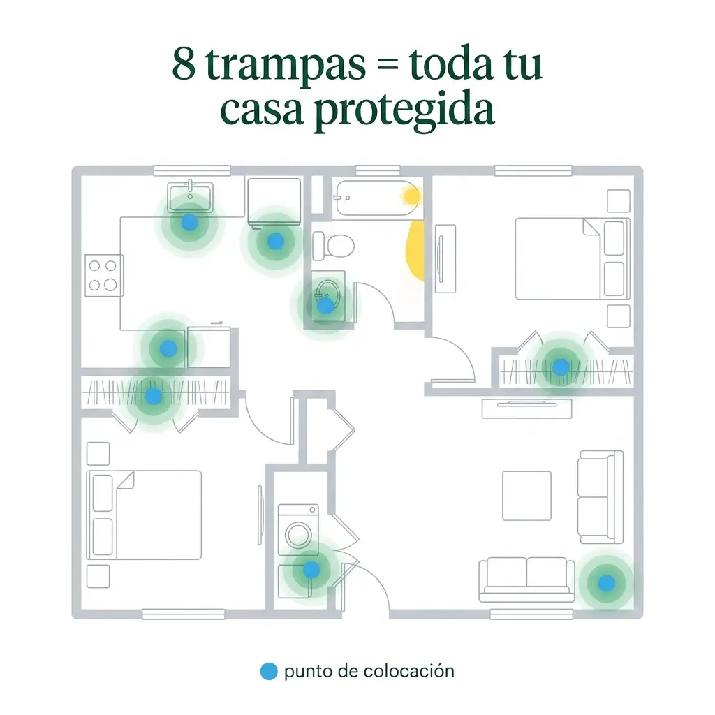 Mapa de colocación: 8 trampas cubren toda tu casa
