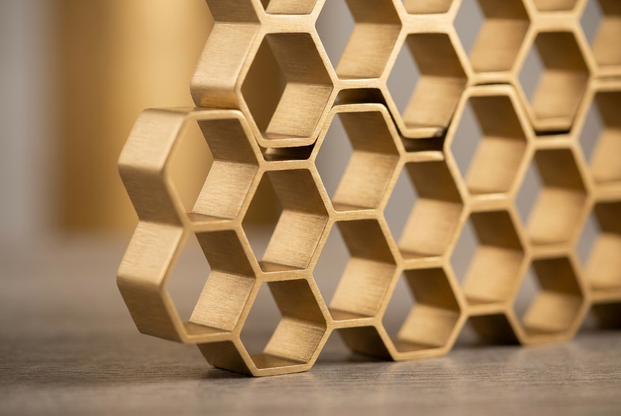 Honeycomb Partition — Brushed Gold Finish