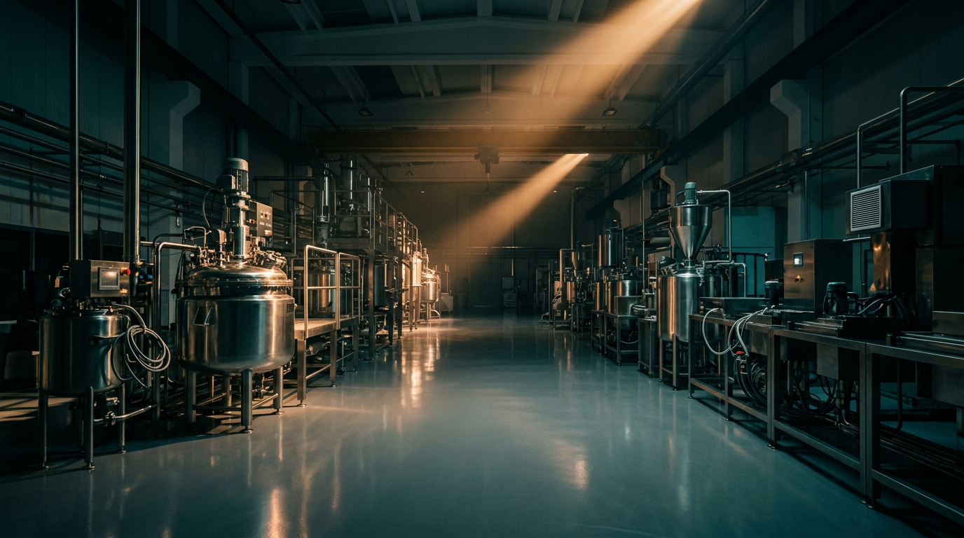 Modern supplement manufacturing facility interior