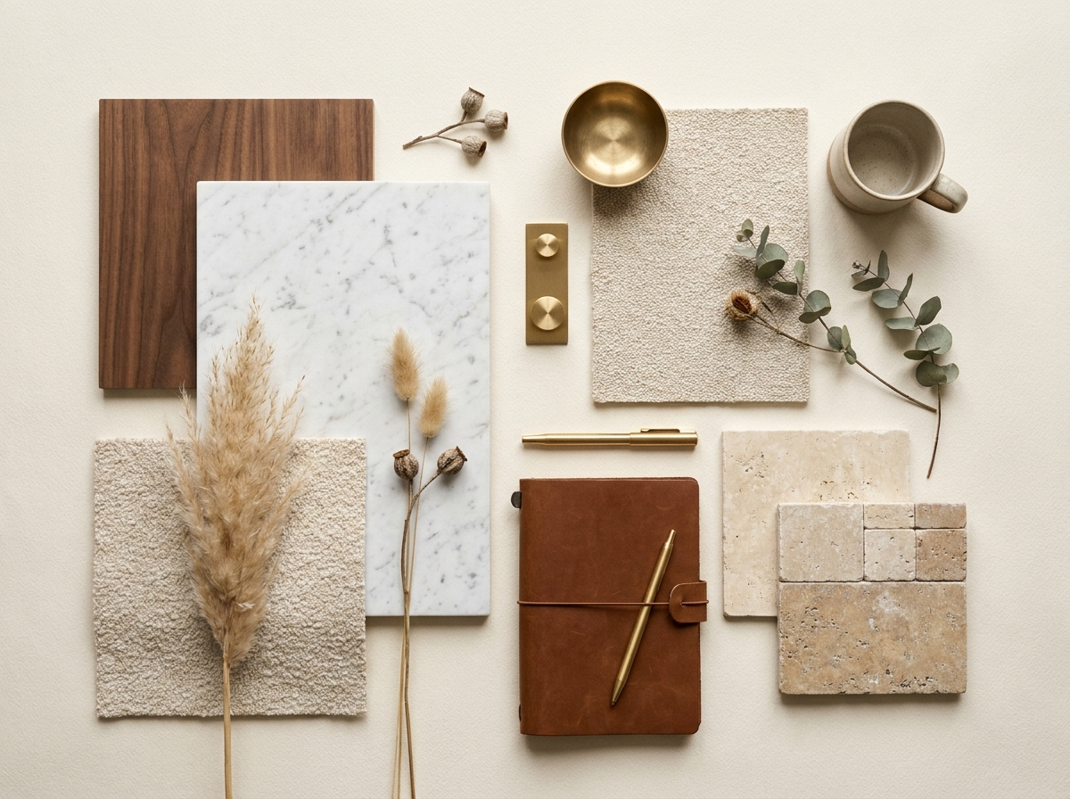Moodboard di materiali per interior design