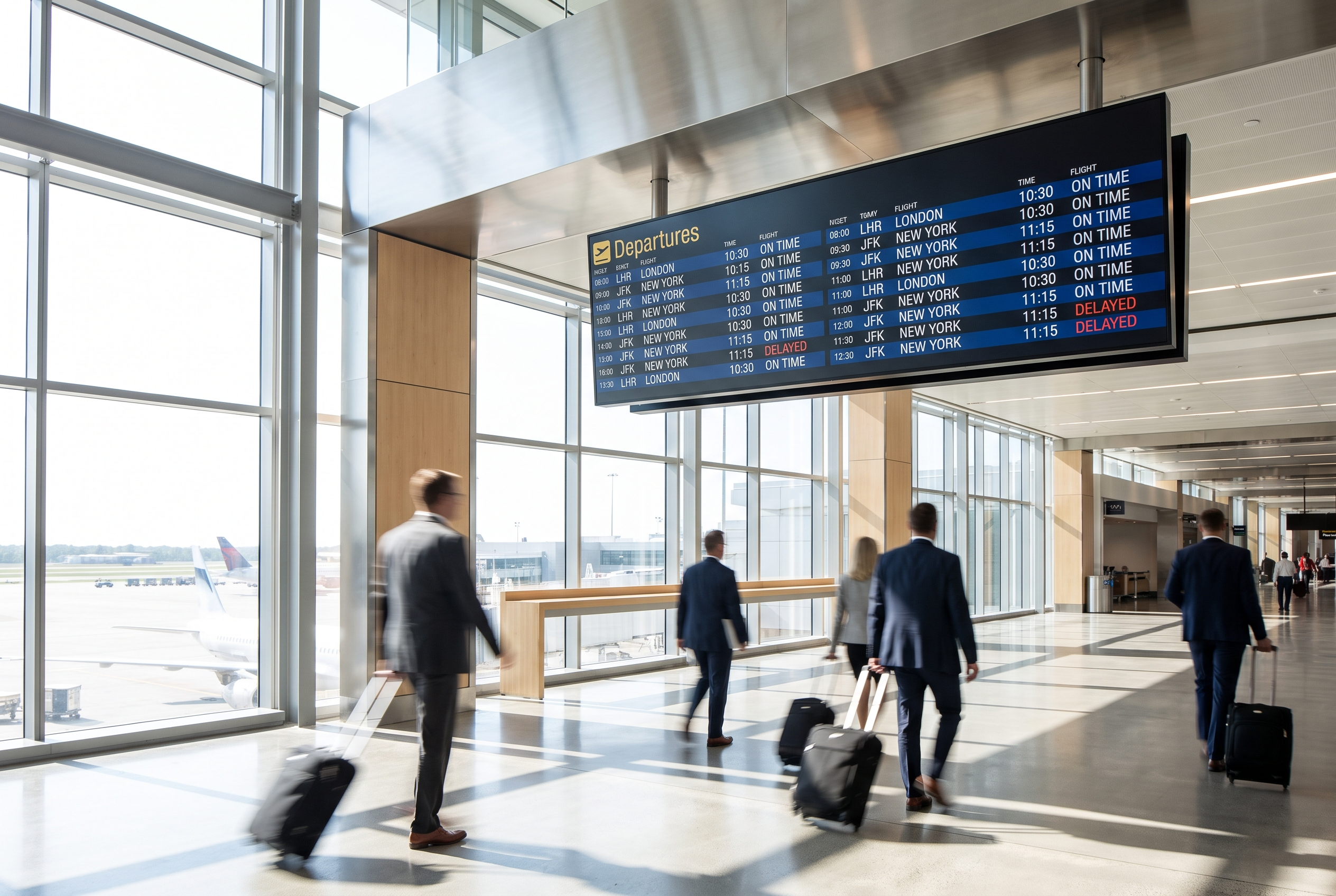 Airport departures board