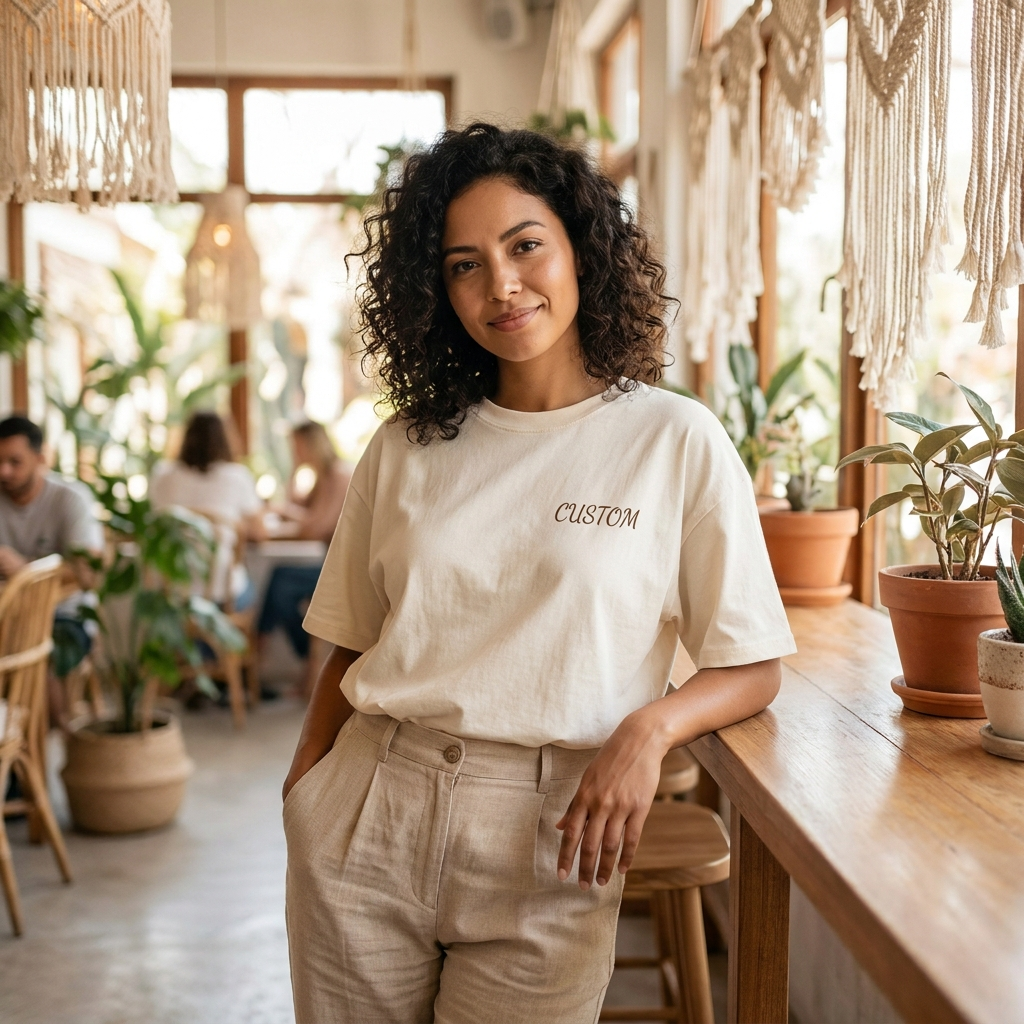 Mujer con ropa personalizada