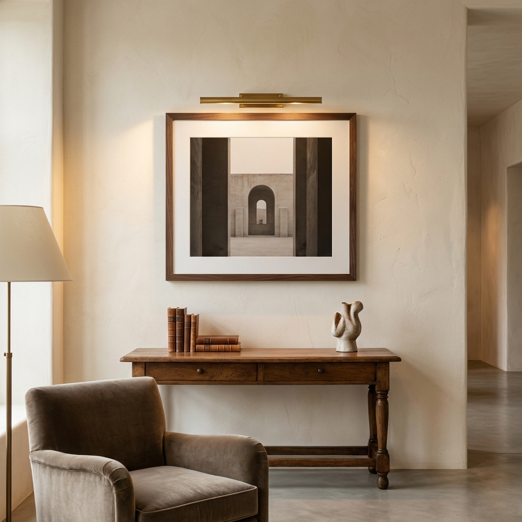 Póster con marco de madera prémium con papel mate de calidad museo en pared