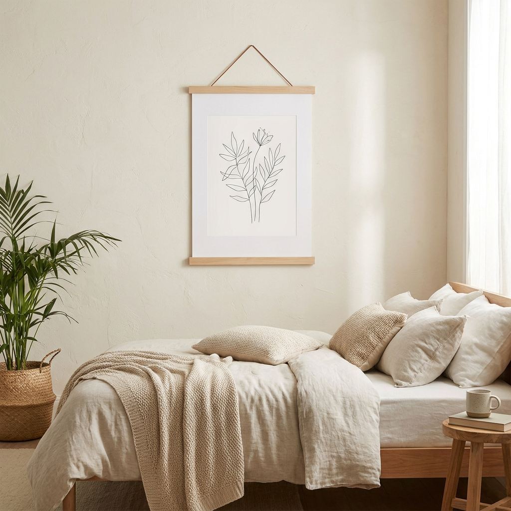 Póster de papel mate clásico con colgador en pared