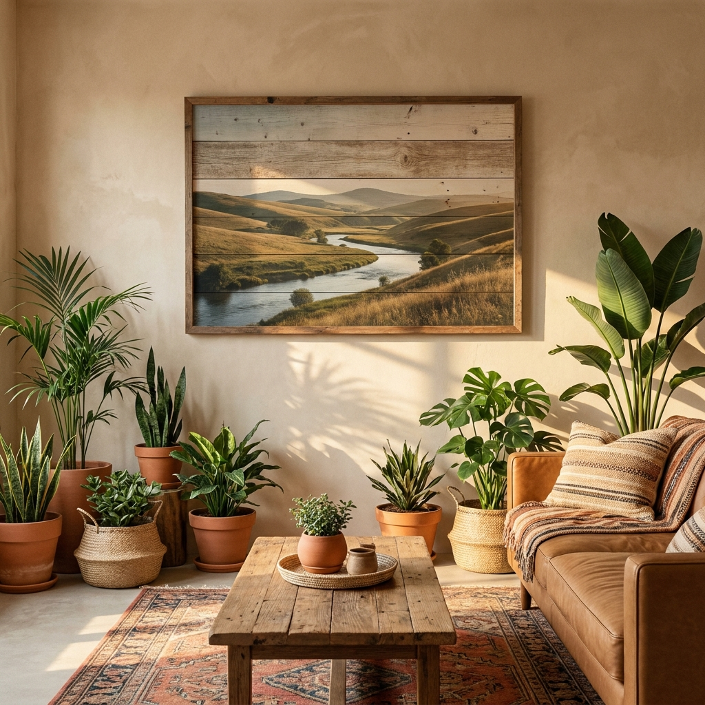 Impresiones en madera en pared