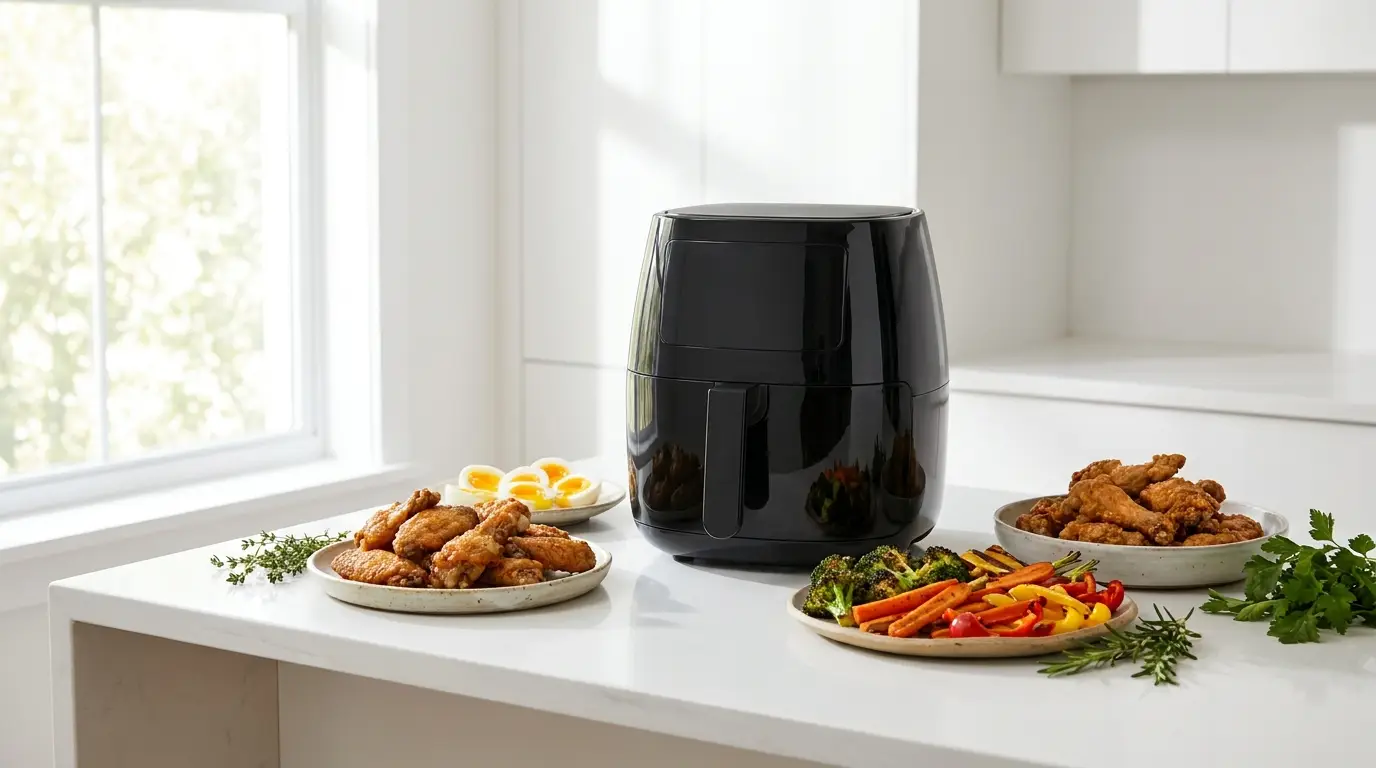 Airfryer con comidas deliciosas