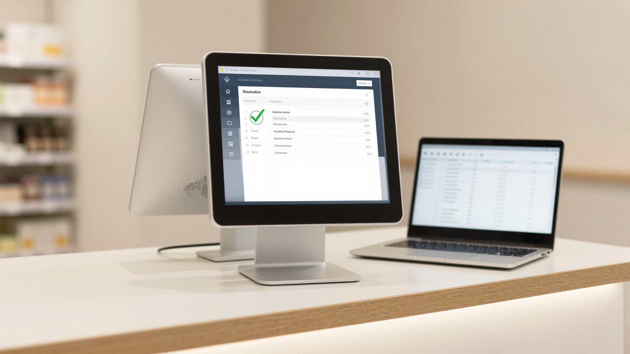 Moderne POS-touchskærm med integreret regnskabs-dashboard