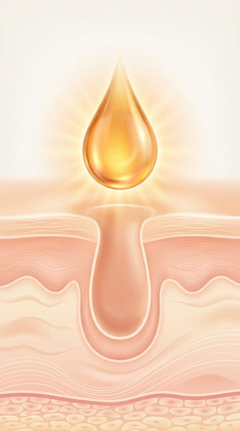 Mechanism — how Cyperus Rotundus oil enters the open follicle after shaving and slows the regrowth signal at the root