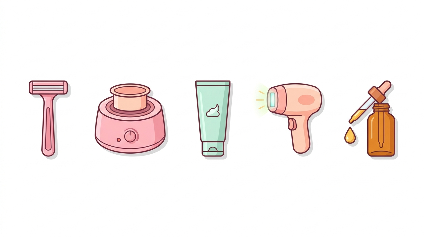 Razor, wax, cream, laser, and the Elovelle oil dropper — five hair-removal methods compared