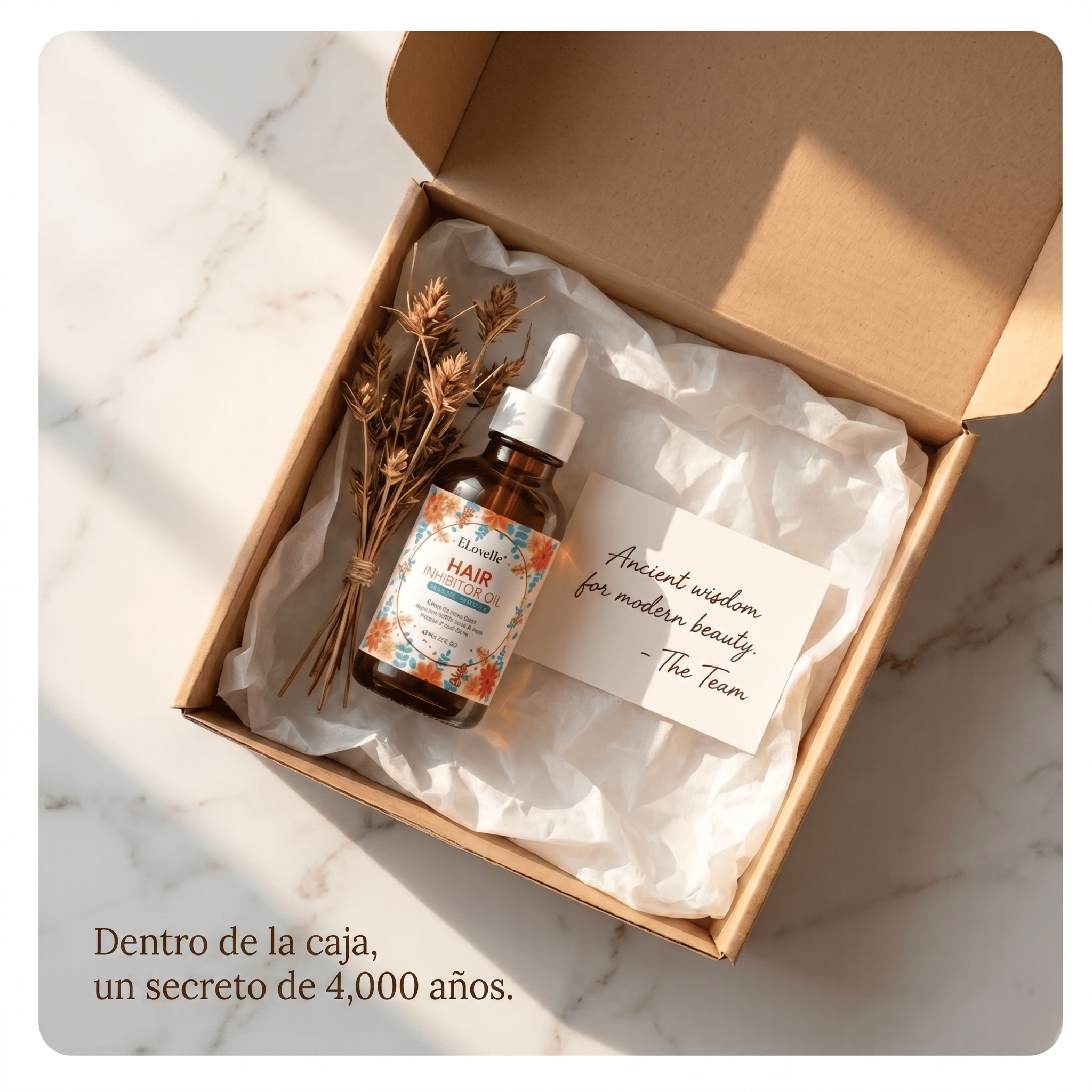 Aceite de Cyperus Rotundus de ELovelle — dentro de la caja