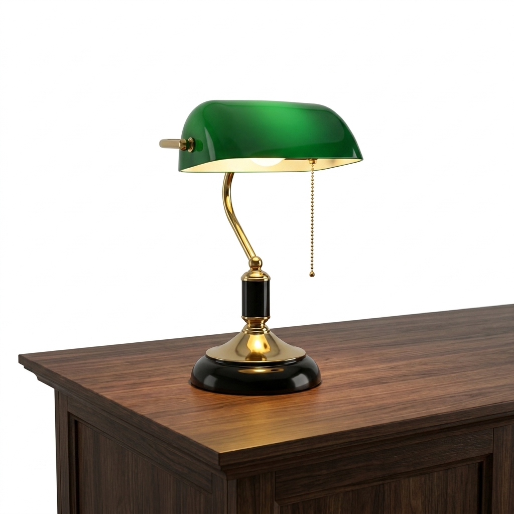 Lampada Banker Verde Vintage — vista hero su sfondo neutro
