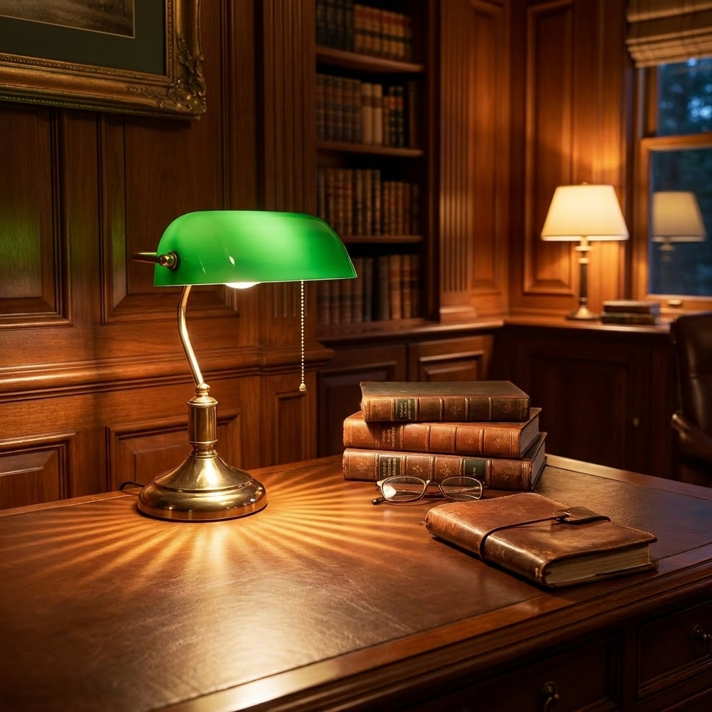 Home office lifestyle con lampada banker