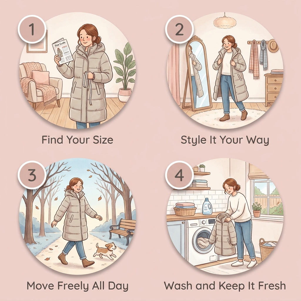 Women's Long Winter Coat - Greige