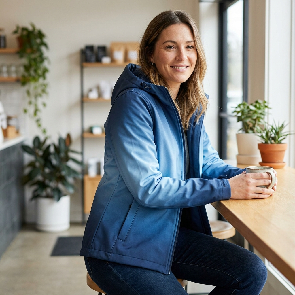 Women's A-Line Softshell Rain Jacket - Ombre Blue