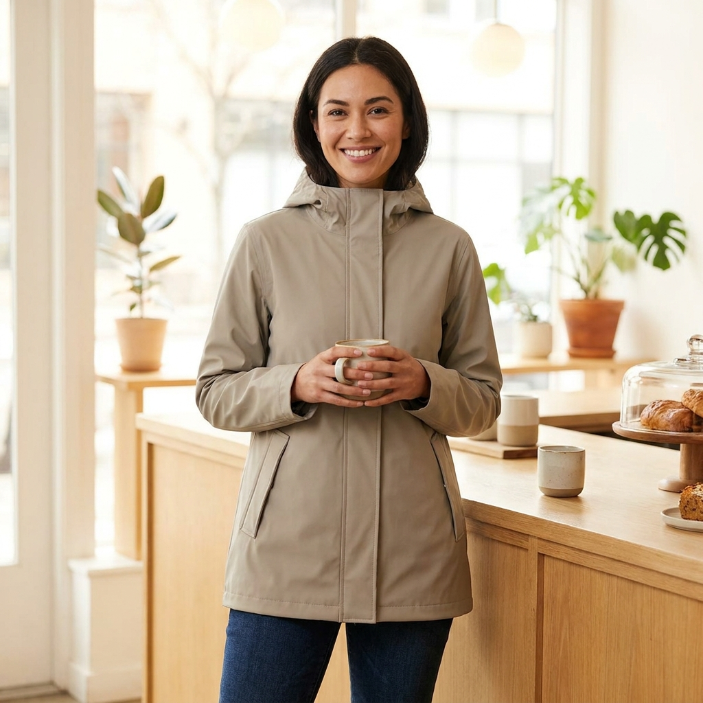 Women's Waterproof Rain Jacket - Greige