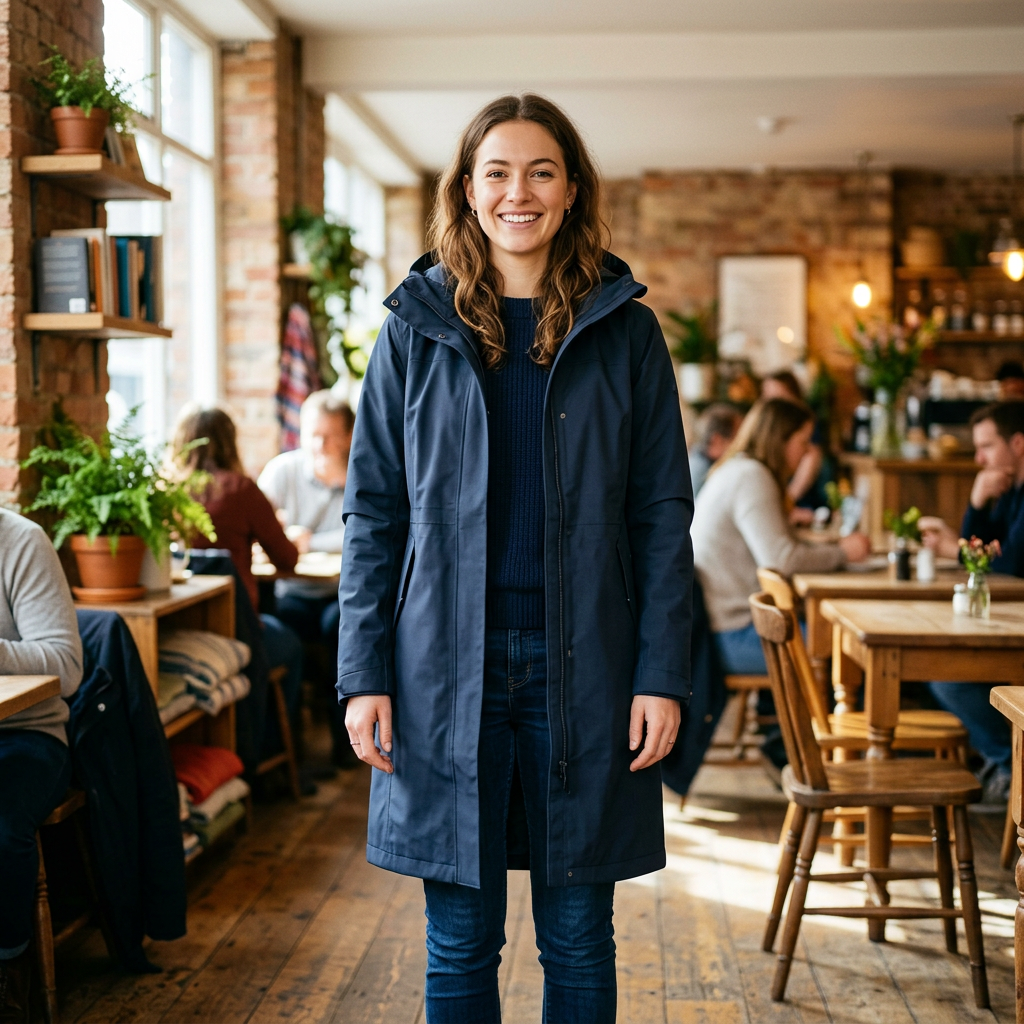Women's Long Raincoat - Dark Indigo