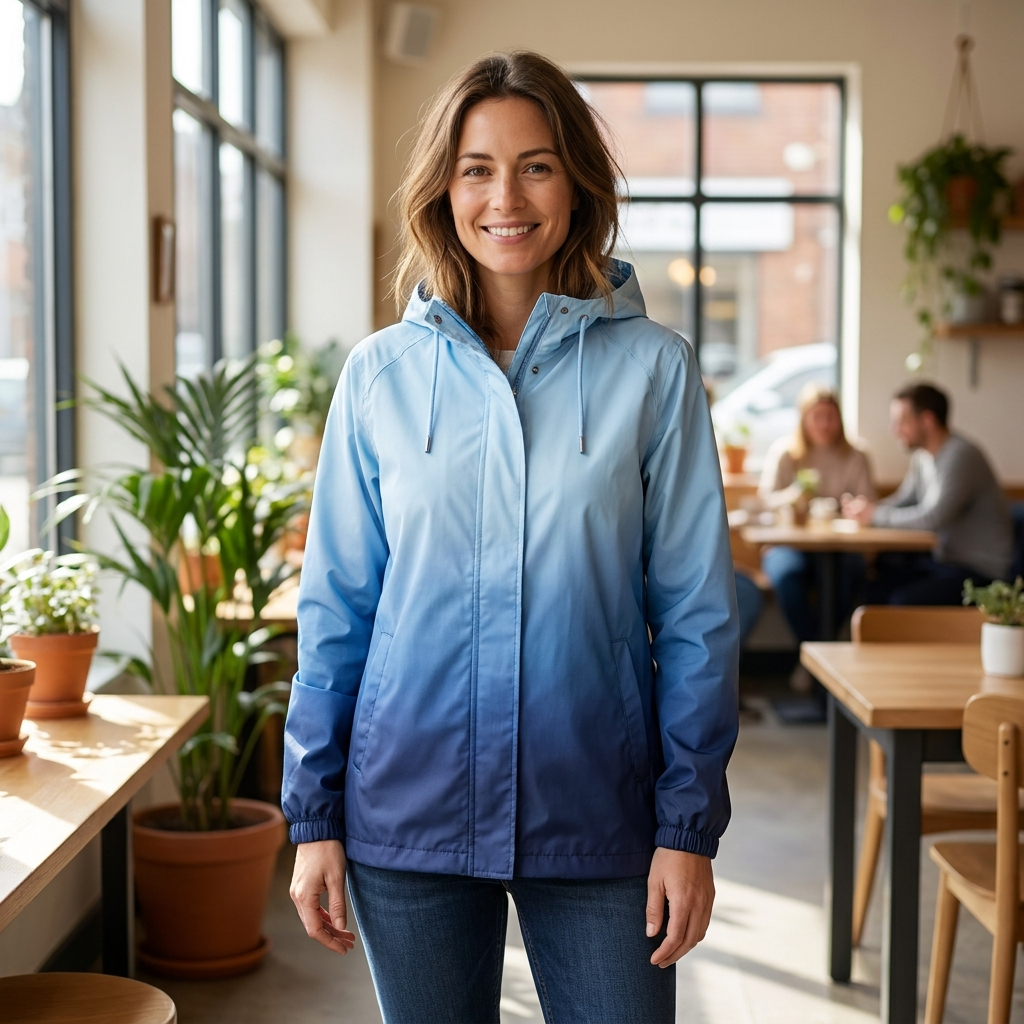 Women's Lightweight Raincoat - Ombre Blue