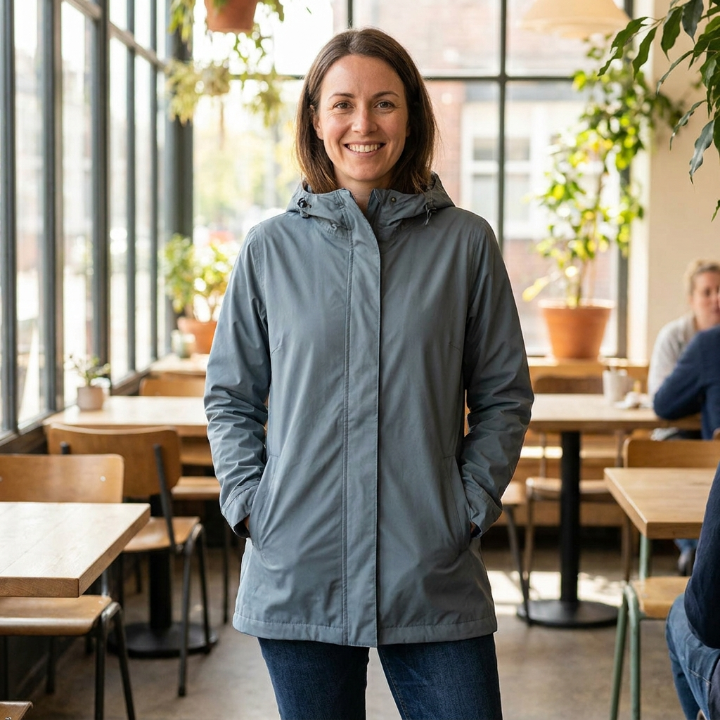 Women's Lightweight Raincoat - Grey Blue