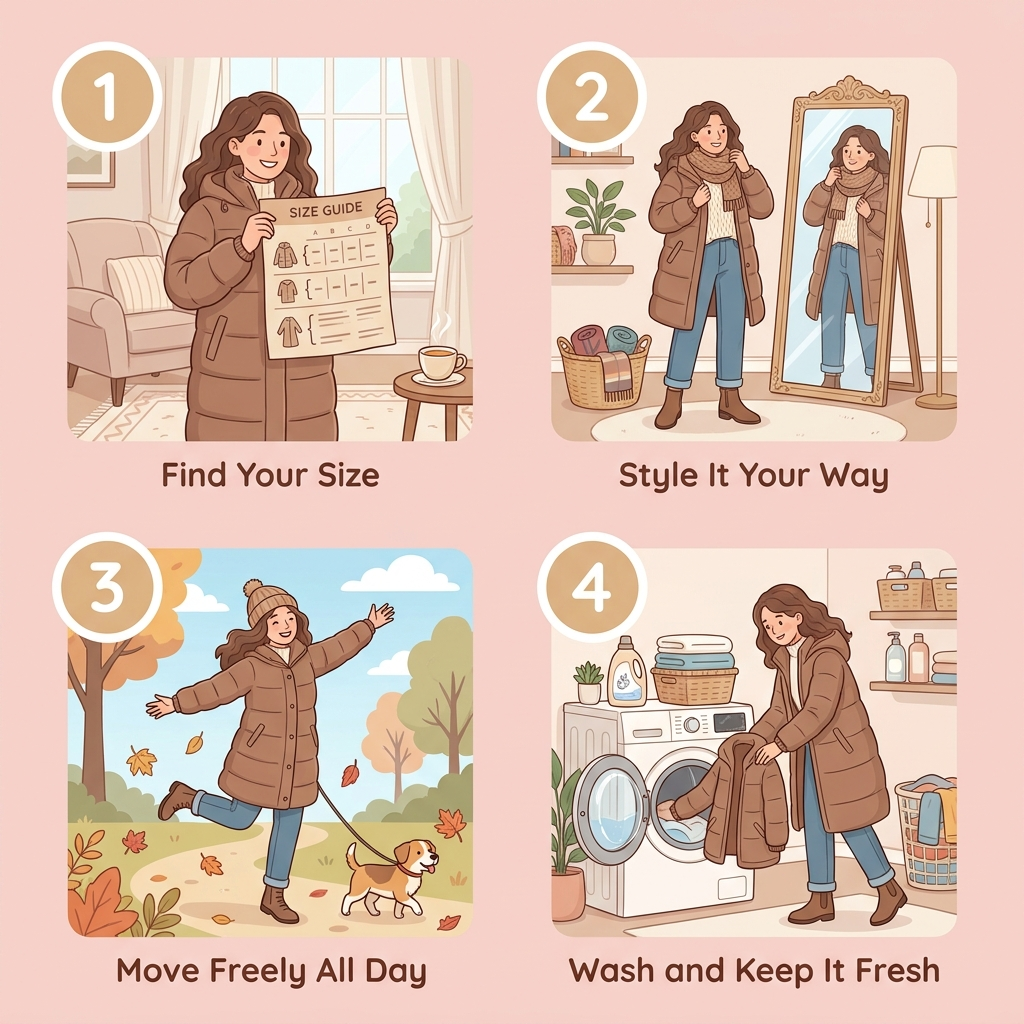 Women's Long Winter Coat - Mocca