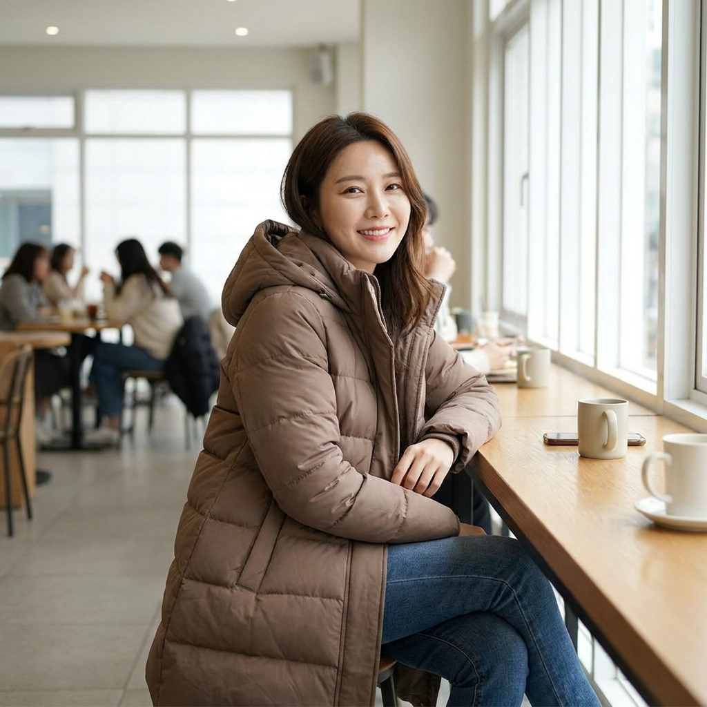Women's Long Winter Coat - Mocca