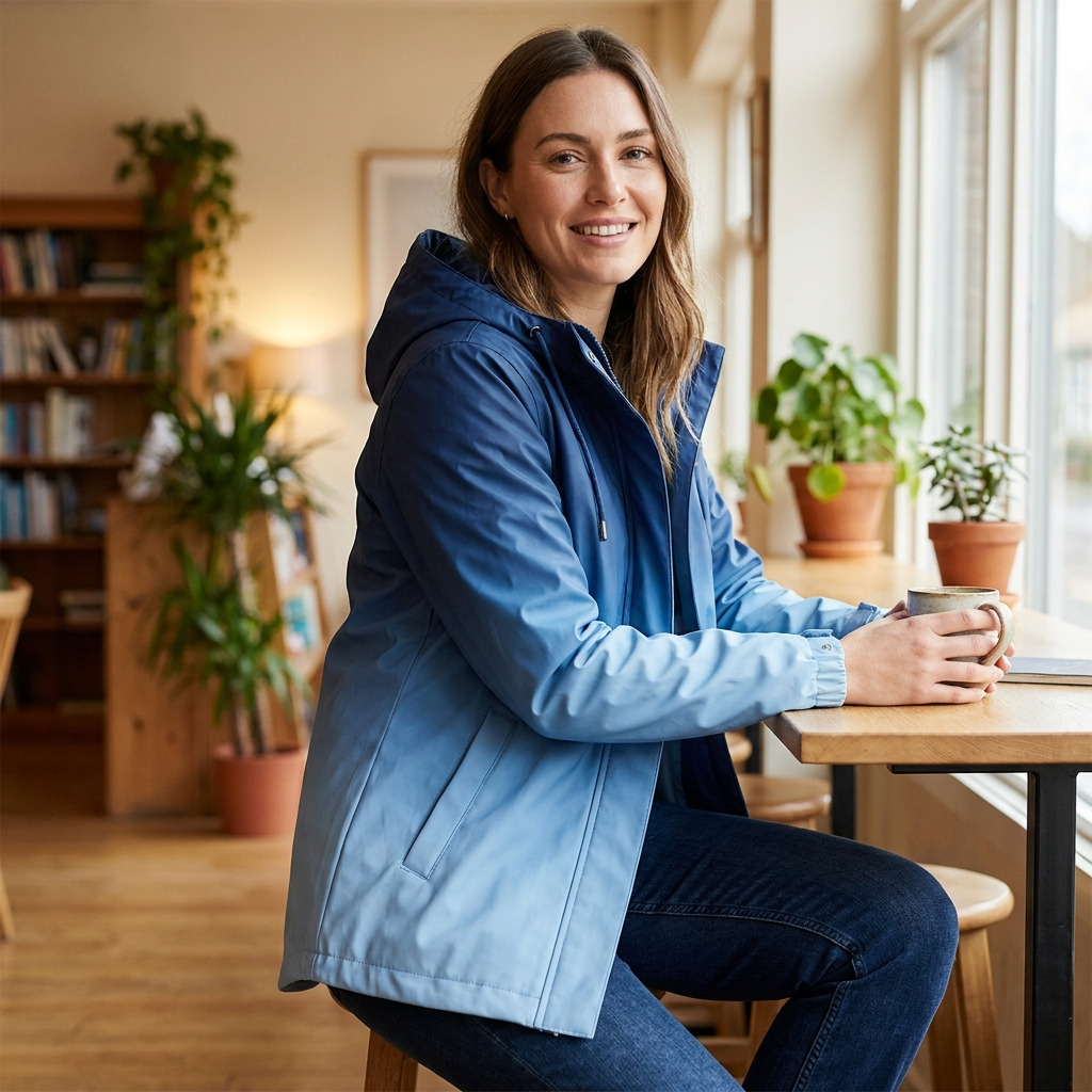 Women's Long Rain Jacket - Ombre Blue