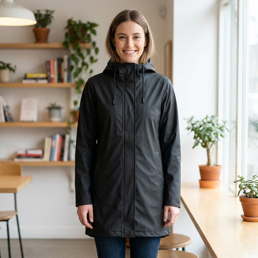 Women's Long Rain Jacket - Black Beauty