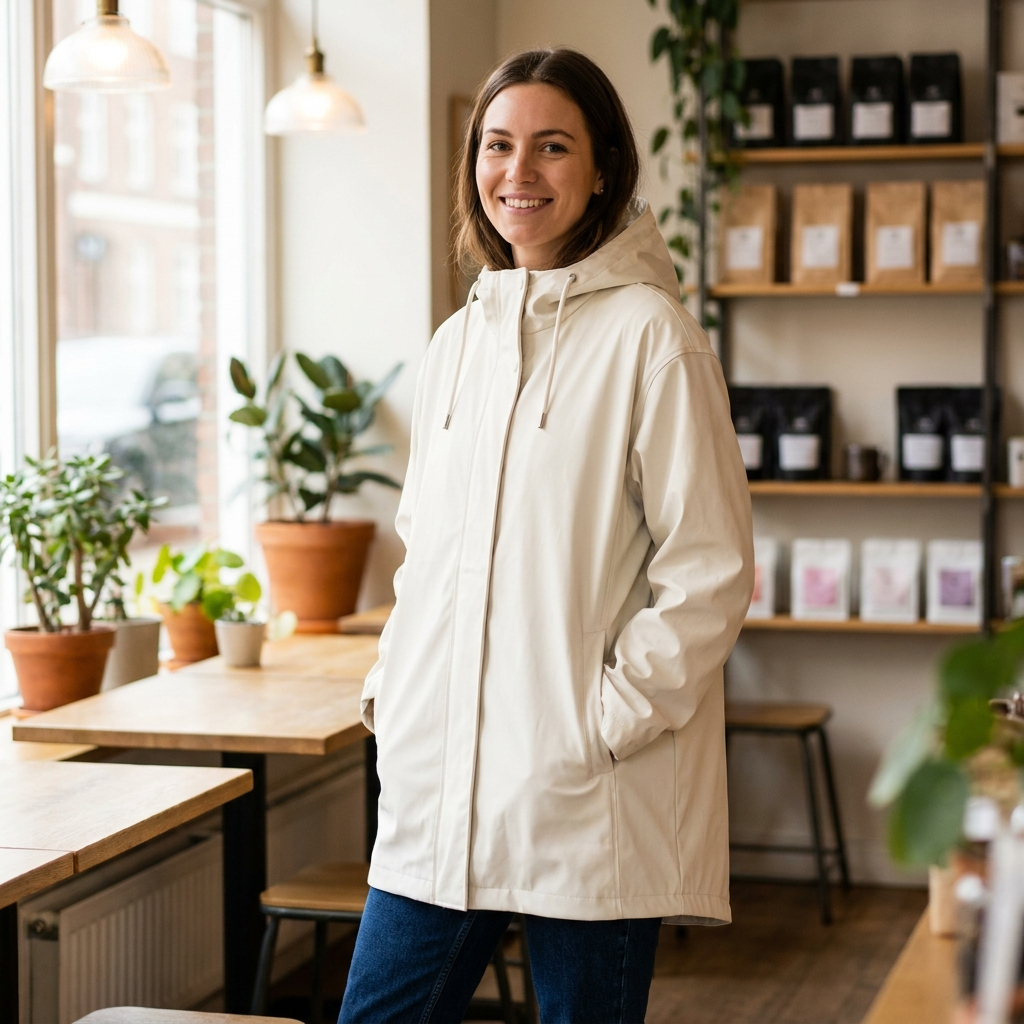 Women's Long Rain Jacket - Milk Creme