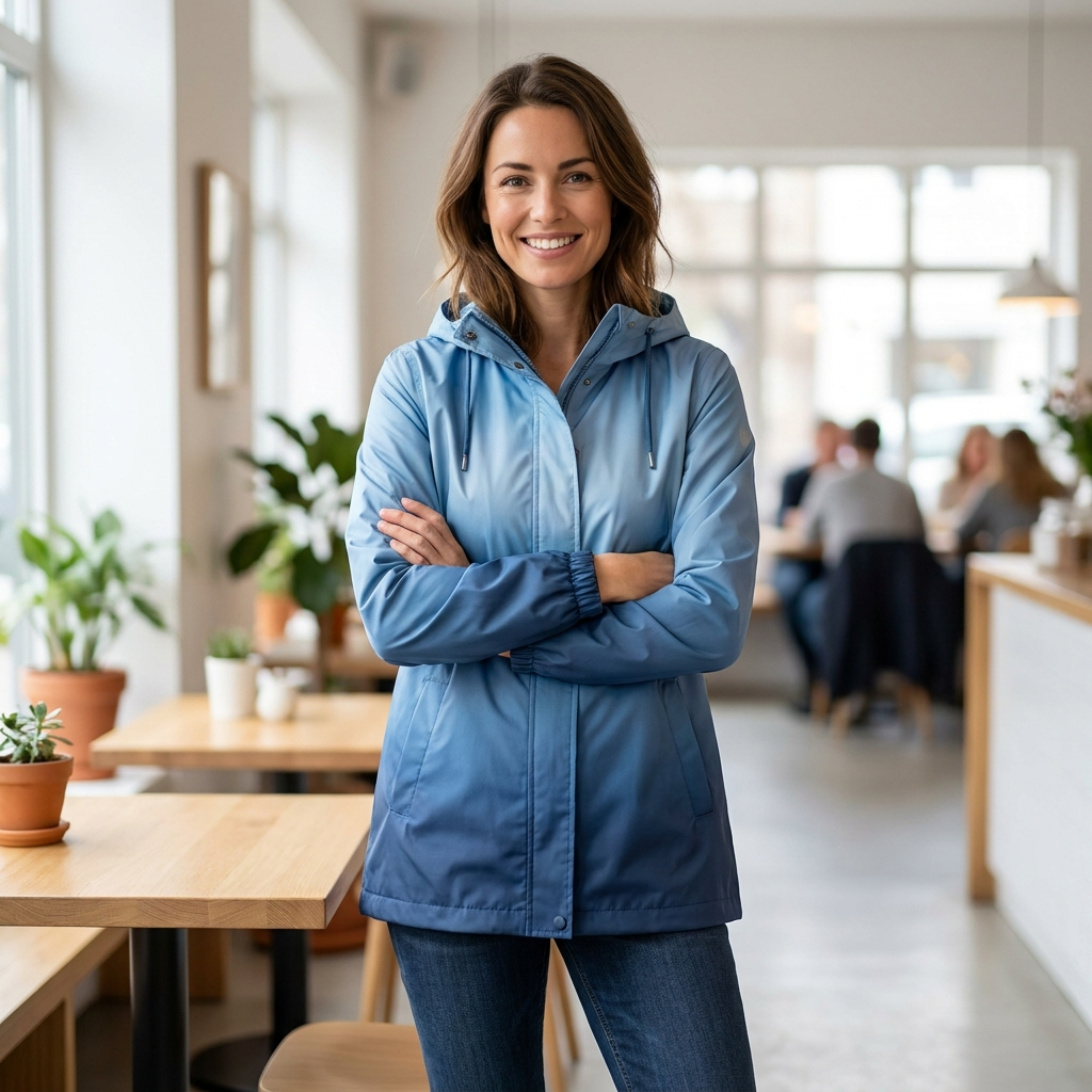 Women's Lightweight Raincoat - Ombre Blue