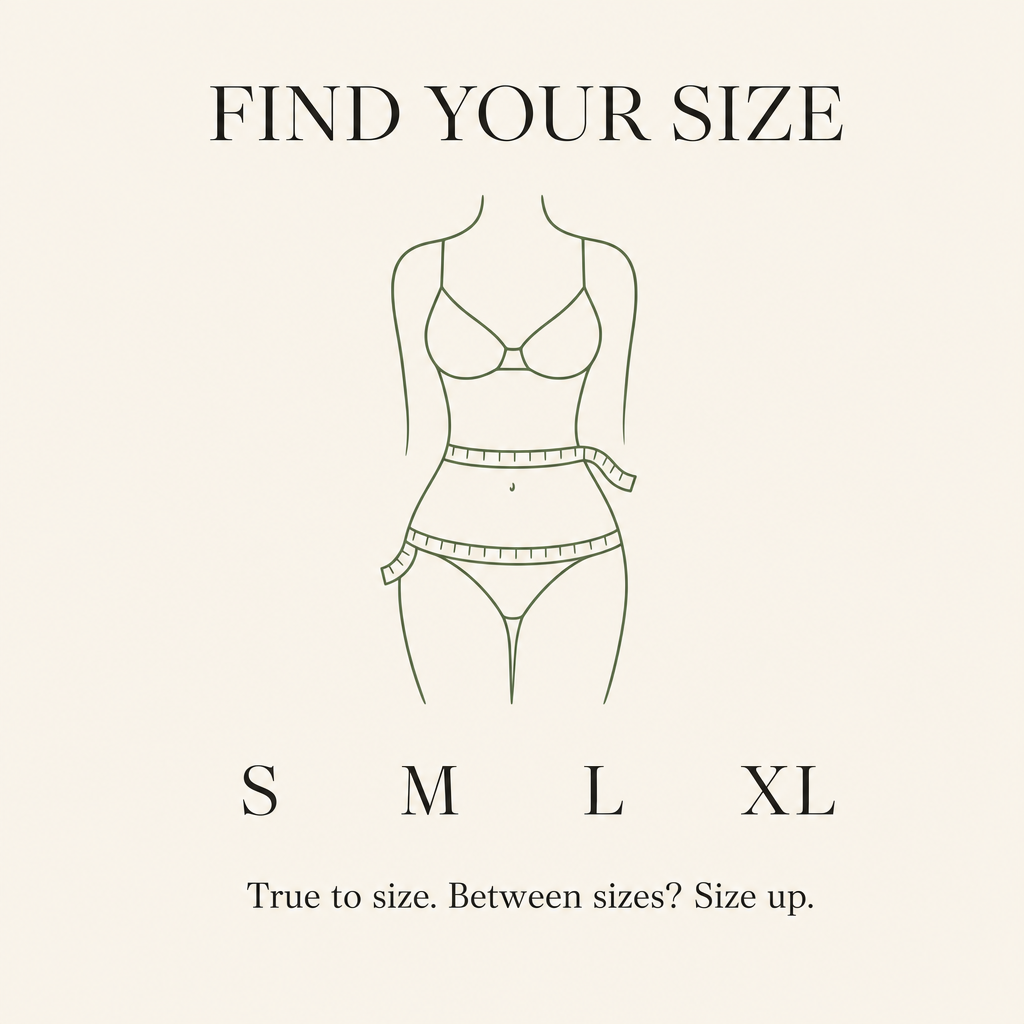 Size guide, available in S M L XL