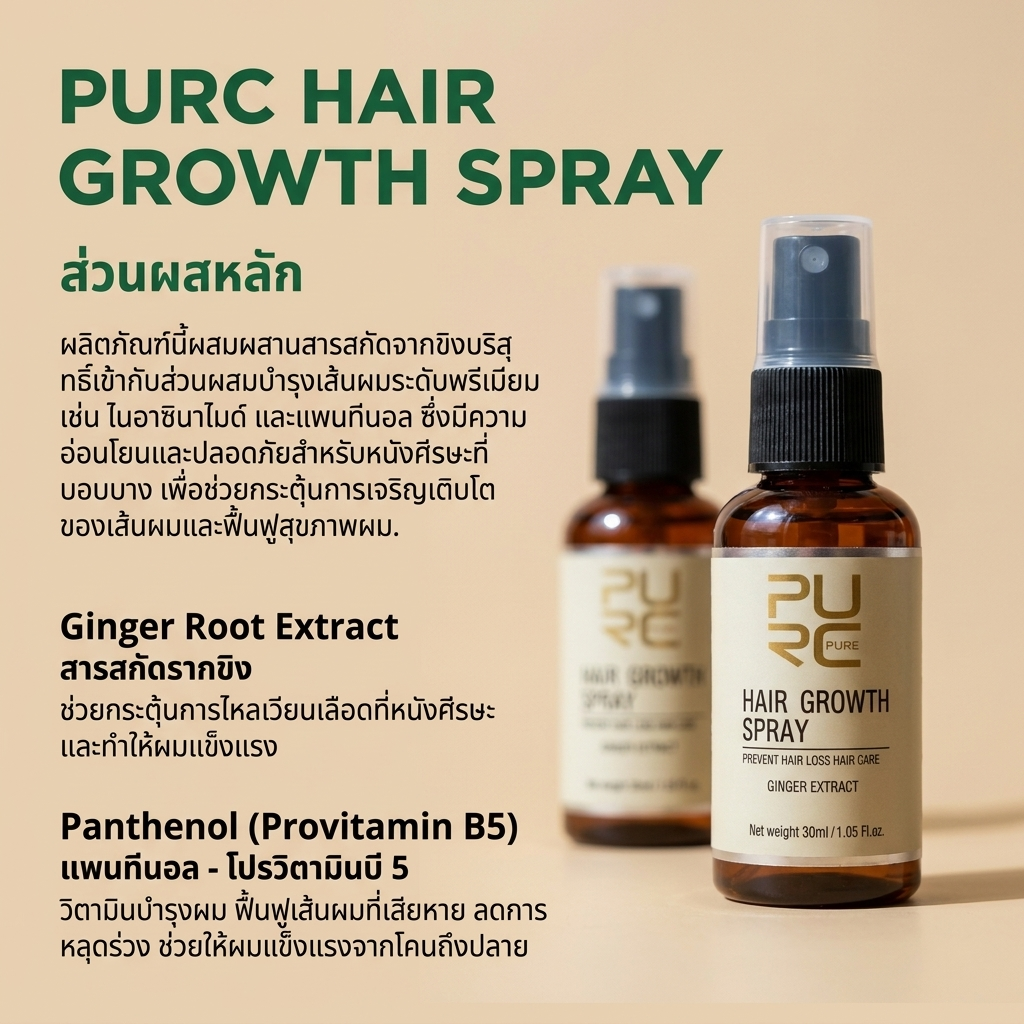 ส่วนผสมหลัก PURC Hair Growth Spray