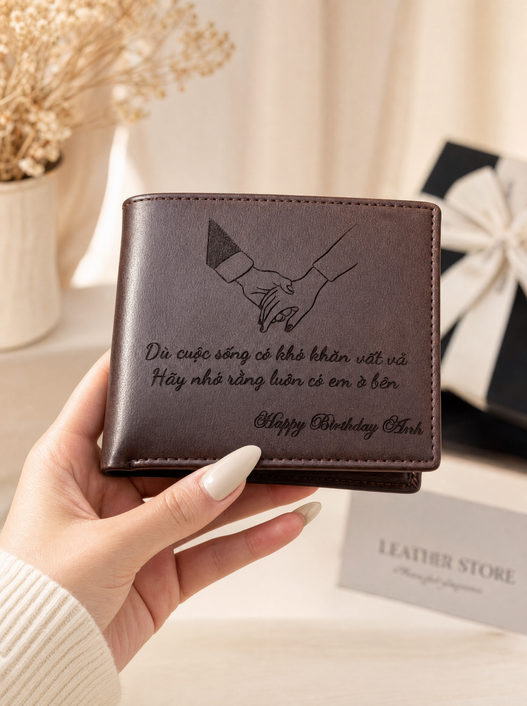 Ví da Mint Leather với hộp quà