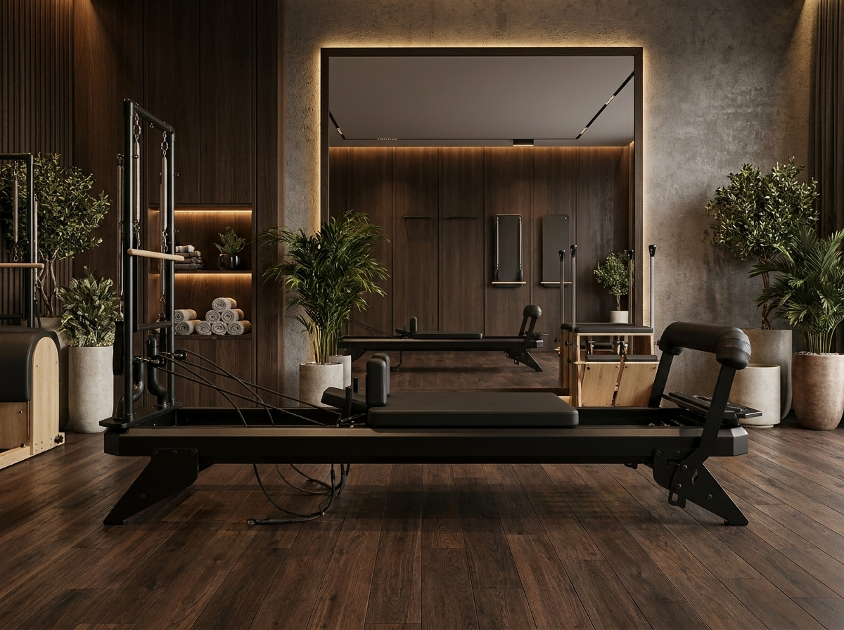 Hegren TALMA 62 Black Elegance Reformer in einem eleganten Boutique-Pilates-Studio