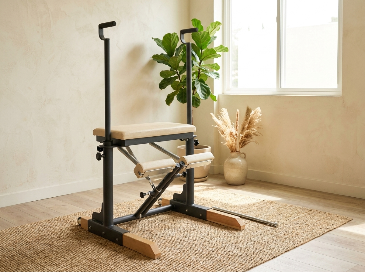 Detailansicht eines Hegren Pilates Chair TALMA 62CH mit Doppelpedal-System im Studio