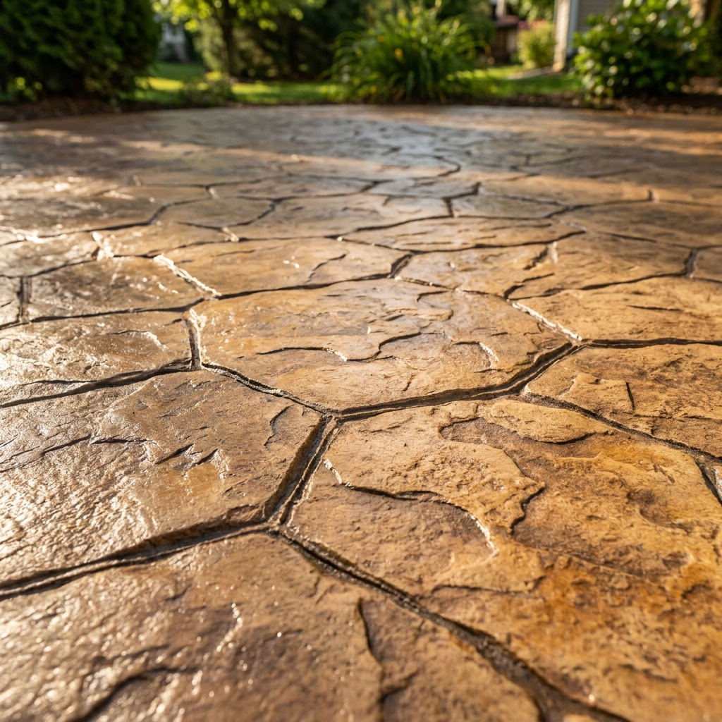 Decorative stamped concrete patio
