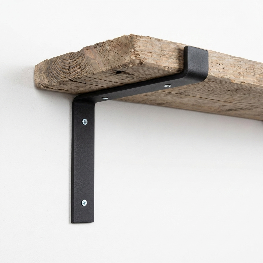 Black steel reversed lip scaffold shelf bracket