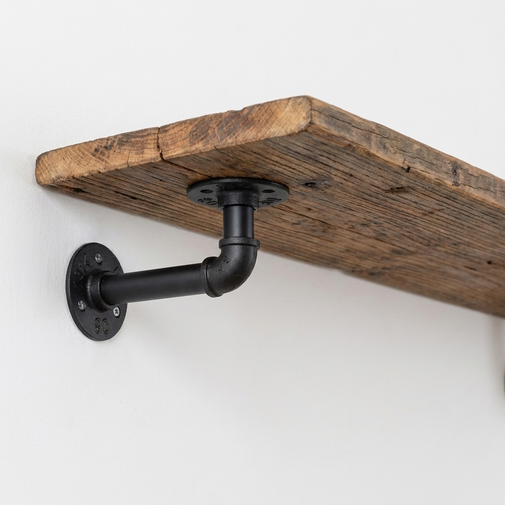 Black iron scaffold pipe shelf bracket