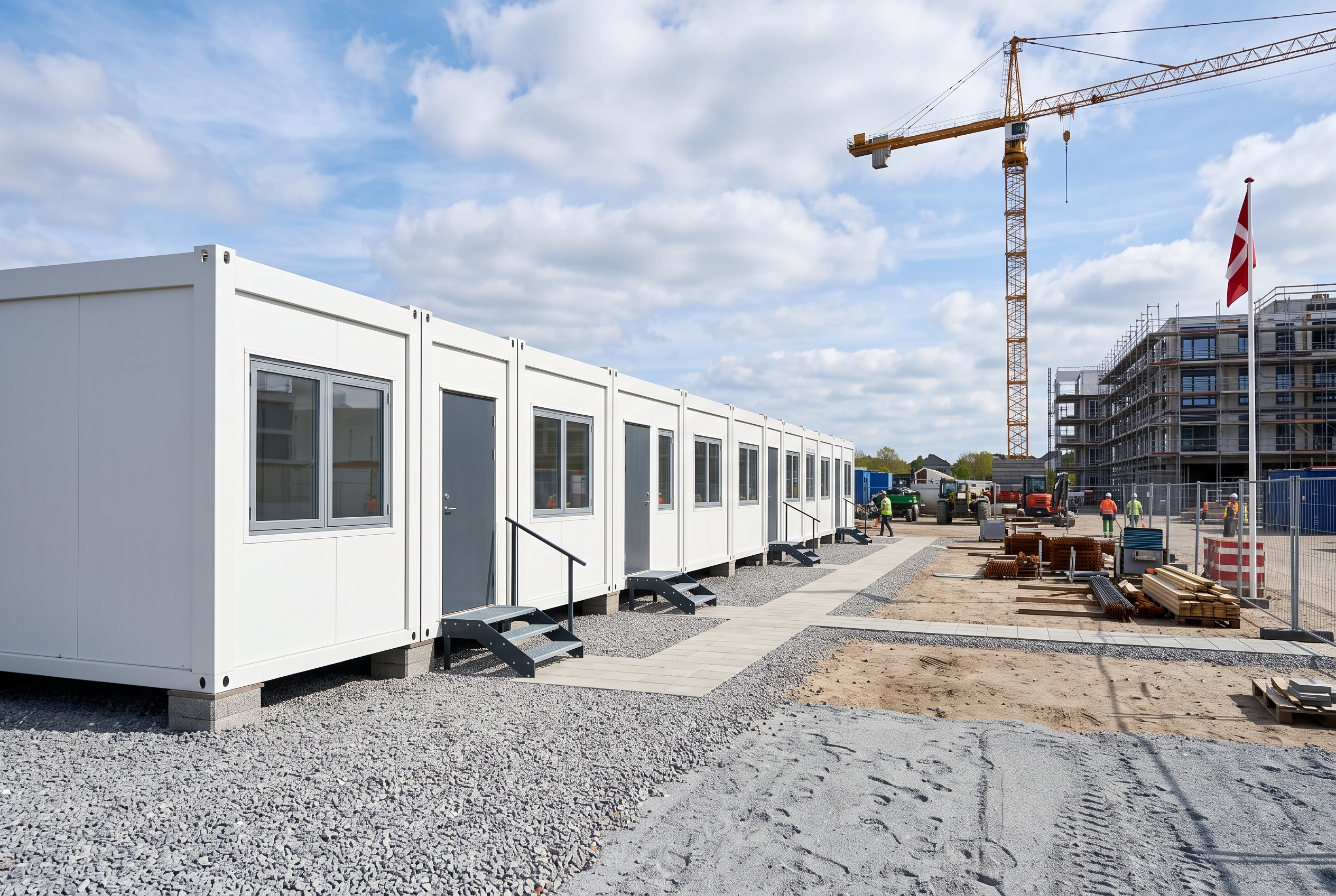 Leje af skurbyer til byggeplads