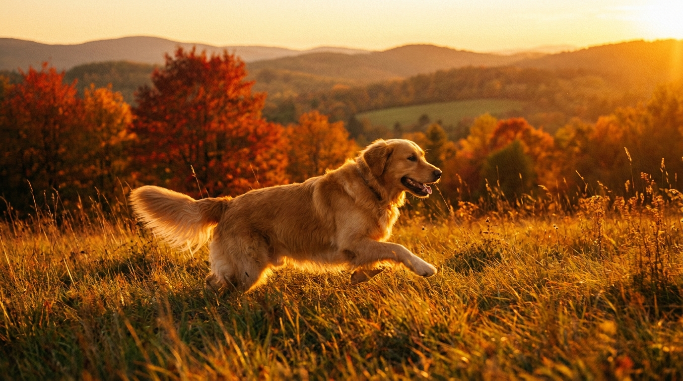 Golden Retriever in an autumn field