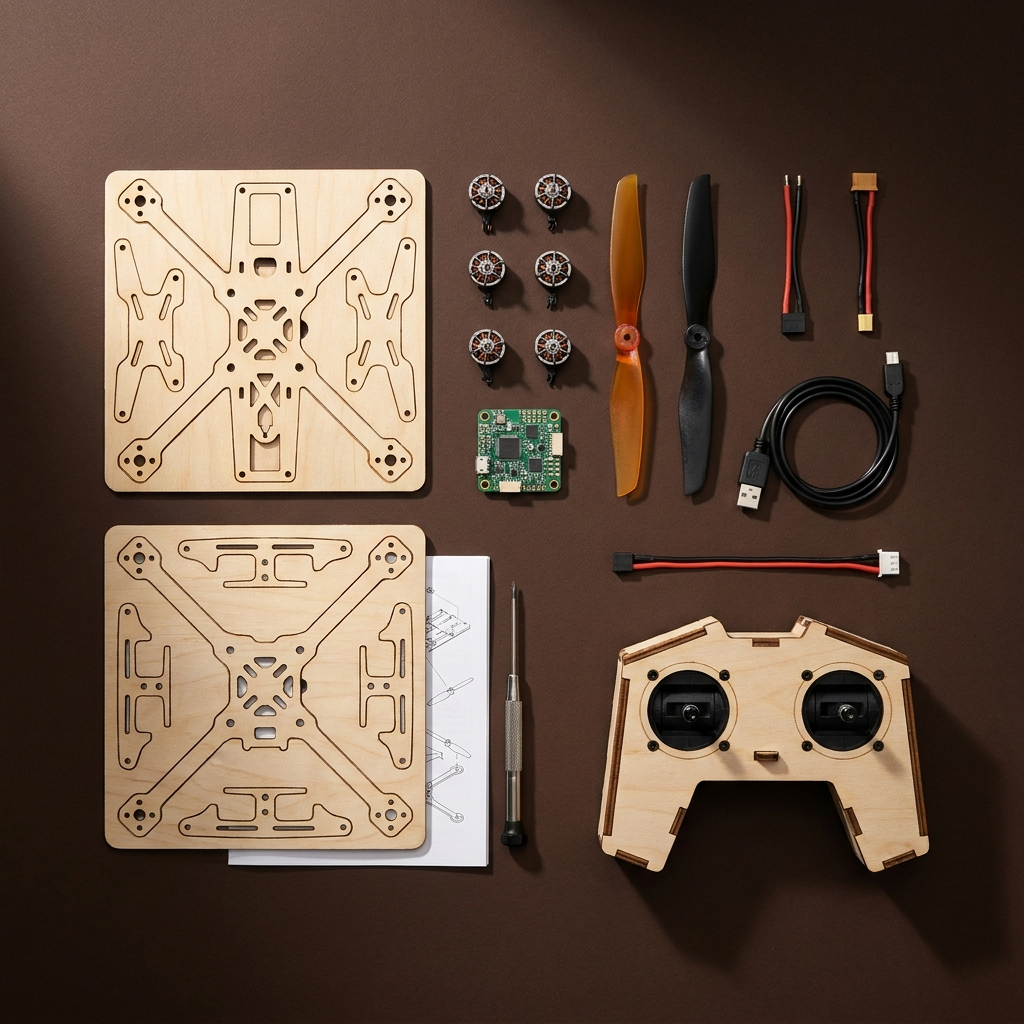 Everything included in the Skycraft kit laid out flat